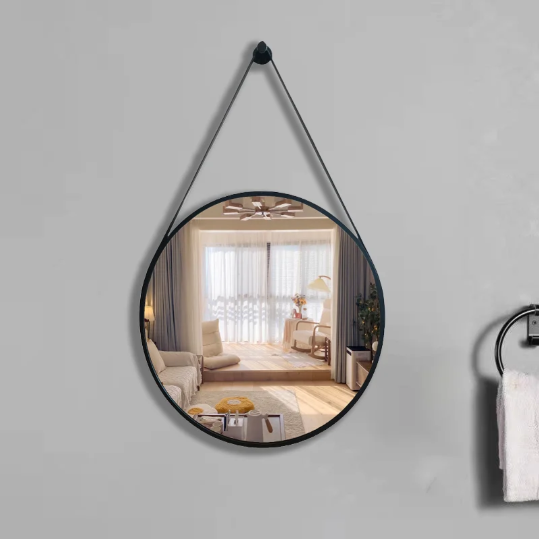 Luxury Round Iron Art Belt Hanging Wall Mirror