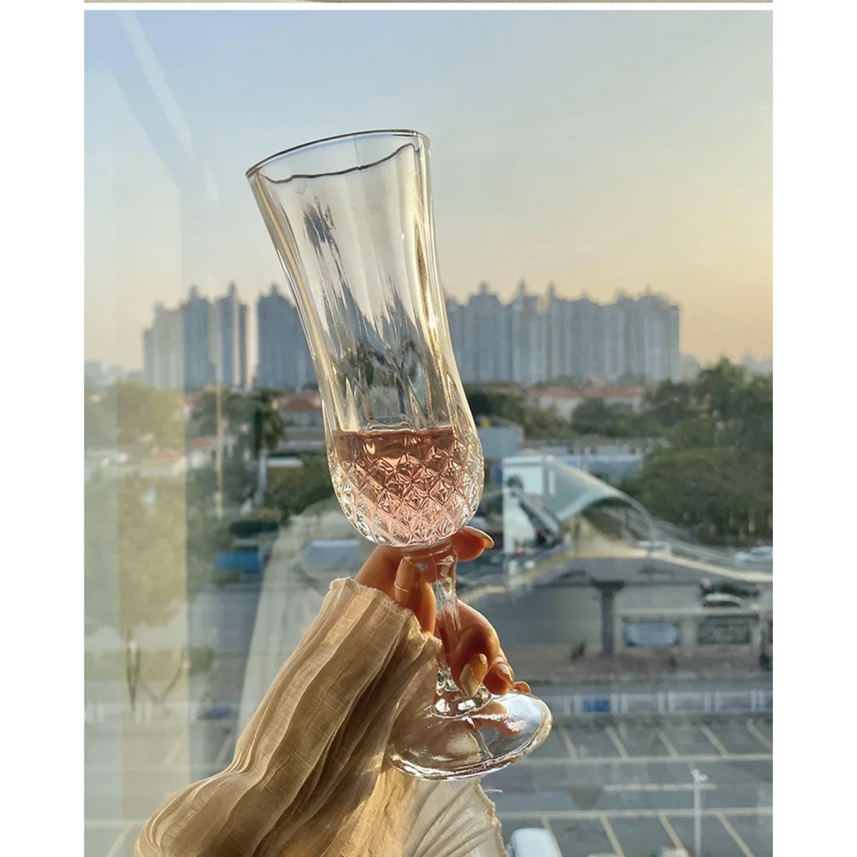 High Quality Crystal Glass Crystal Champagne Glasses Set of 6- Furaha Finds Kenya