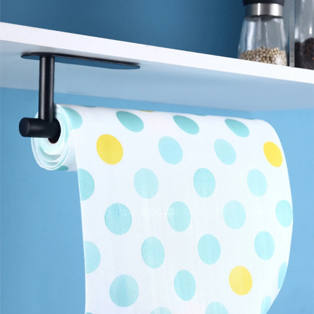 Stainless Wall Mounted Paper Towel Holder (Silver/Black)- Furaha Finds Kenya