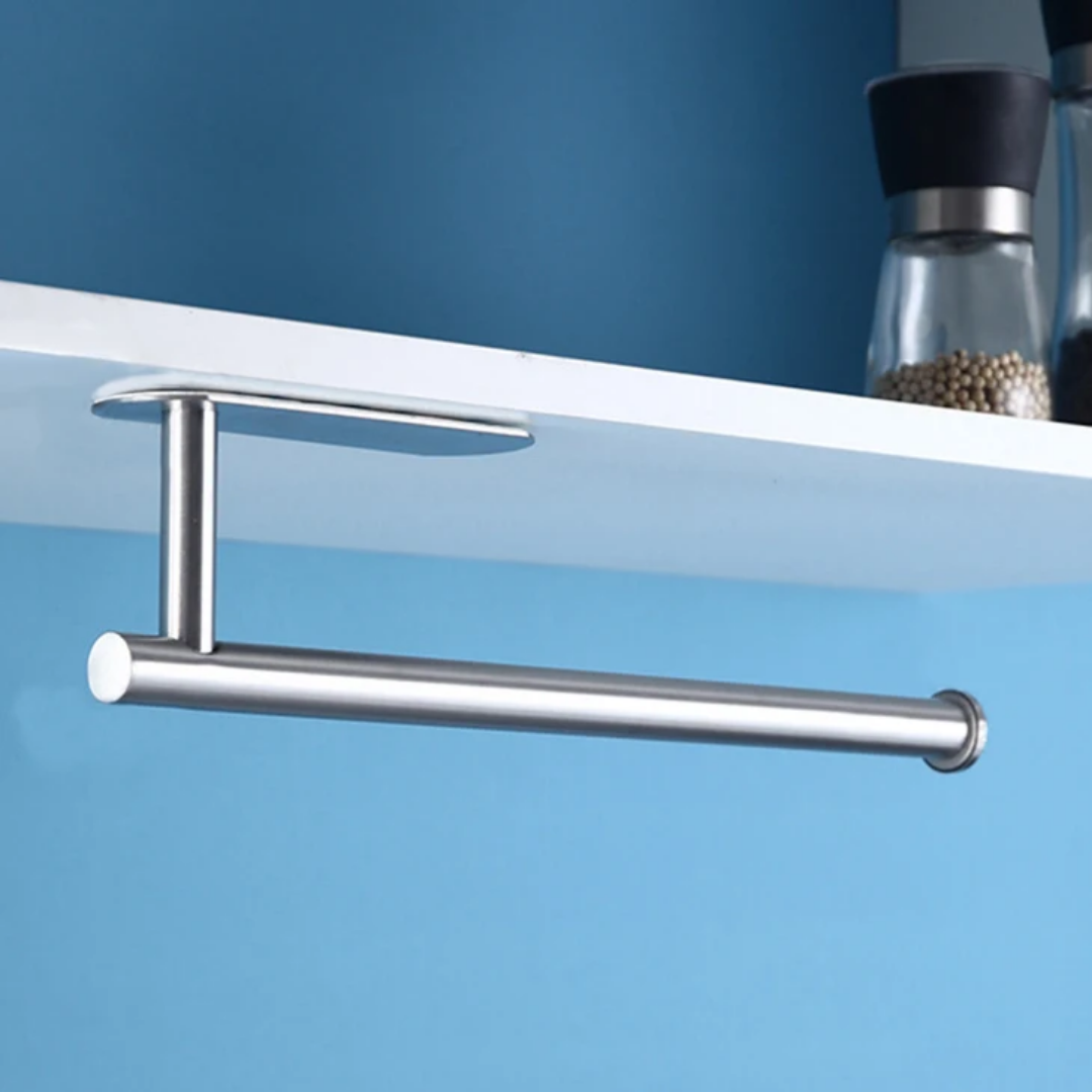 Stainless Wall Mounted Paper Towel Holder (Silver/Black)- Furaha Finds Kenya
