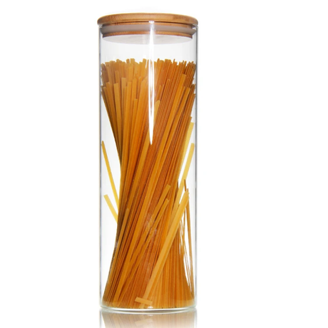 Spaghetti & Cereal Storage Jars 2000ml Borosilicate Glass with Bamboo Lid- Furaha Finds Kenya