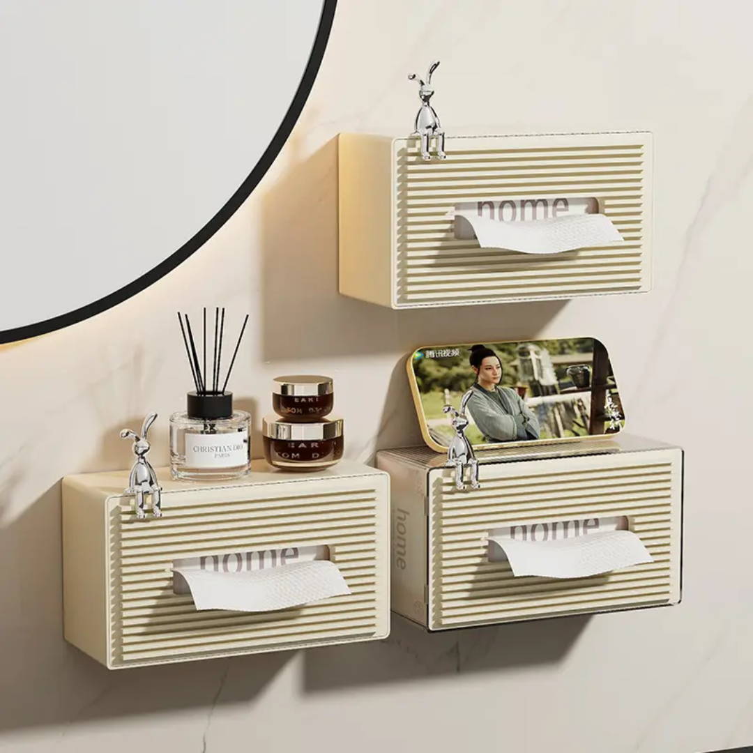 Furaha Finds Transparent Acrylic Serviette  Napkin Holder with Spring Stylish Table Organizer