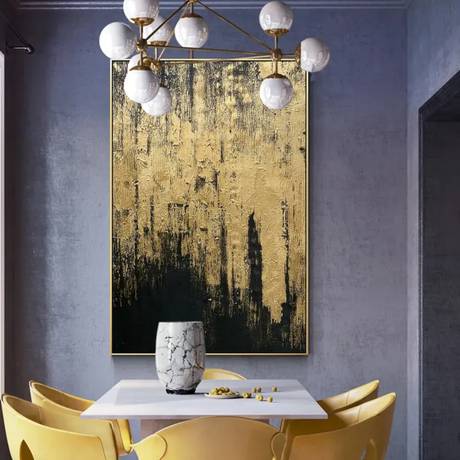 Furaha Finds 60x90cm High Quality White & Gold Texture Canvas Painting Luxury abstract artwork with a wooden frame for modern home and office decor.
