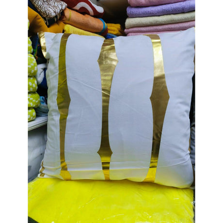 18" by 18" Decorative Gold Striped Velvet Cushion Covers | Stylish Printed Patterns | Home Decor