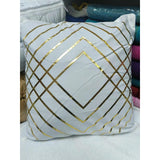 18" by 18" Decorative Gold Striped Velvet Cushion Covers | Stylish Printed Patterns | Home Decor