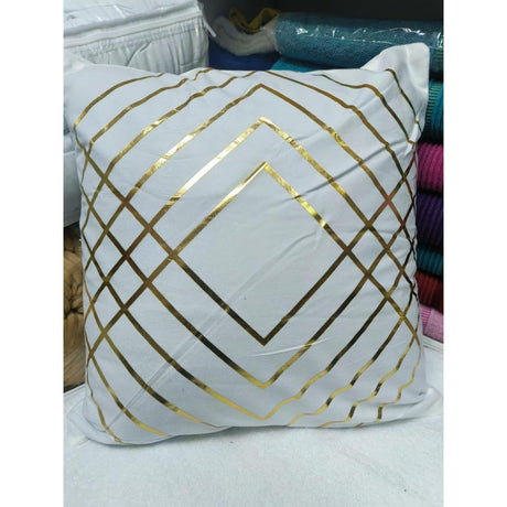 18" by 18" Decorative Gold Striped Velvet Cushion Covers | Stylish Printed Patterns | Home Decor