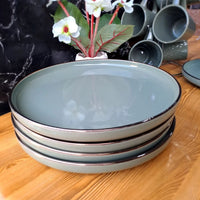 18pcs Unique Dining Set Army Green Dinnerware Sets