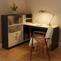 L-Shaped Office Desk & Bookcase Cabinet Set Office Desk Desks