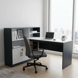 L-Shaped Office Desk & Bookcase Cabinet Set Office Desk Desks