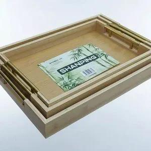 Bamboo Food Storage Trays Set of 3 Serving Trays Food Storage Containers