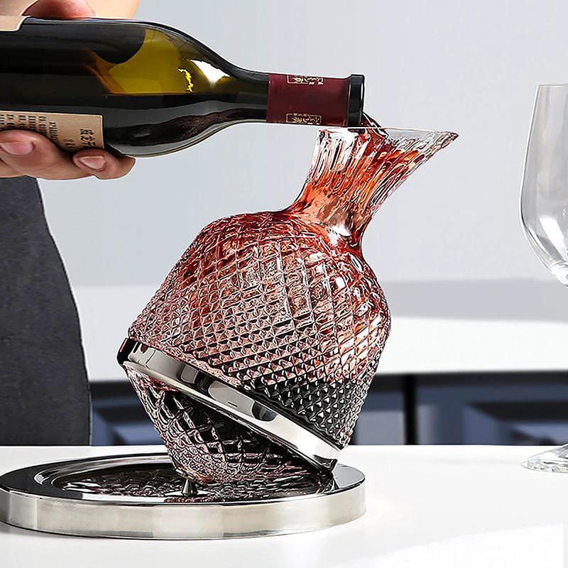 1.5L 360° Rotating Wine Decanter with Slanted Anti-Spill Top Decor Decanters