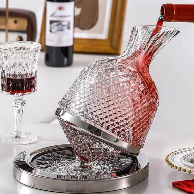 1.5L 360° Rotating Wine Decanter with Slanted Anti-Spill Top Decor Decanters