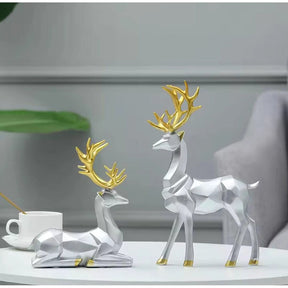 2 Pcs Golden Deer Figurines Living Room Decor Decor