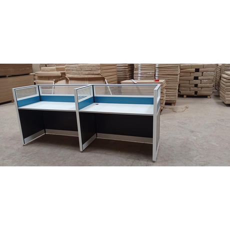 2-Person Office Workstation Desk with Privacy Panels – Modern Modular Design