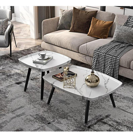 2-Piece Modern Coffee Table Set – Stylish Living Room Tables (Black, Grey & Coffee Finish)