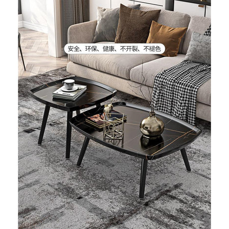 2-Piece Modern Coffee Table Set – Stylish Living Room Tables (Black, Grey & Coffee Finish)