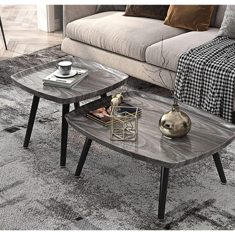 2-Piece Modern Coffee Table Set – Stylish Living Room Tables (Black, Grey & Coffee Finish)