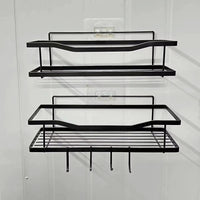 2 Piece Set Shower Caddy & Kitchen Shelf | Rustproof, Adhesive, No Drilling Required | Bathroom & Kitchen Organizer Bathroom Storage Wall-Mounted Caddies