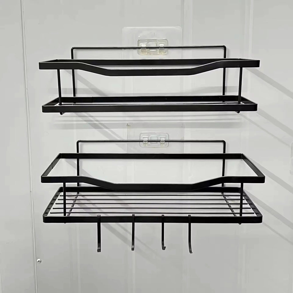 2 Piece Set Shower Caddy & Kitchen Shelf | Rustproof, Adhesive, No Drilling Required | Bathroom & Kitchen Organizer Bathroom Storage Wall-Mounted Caddies