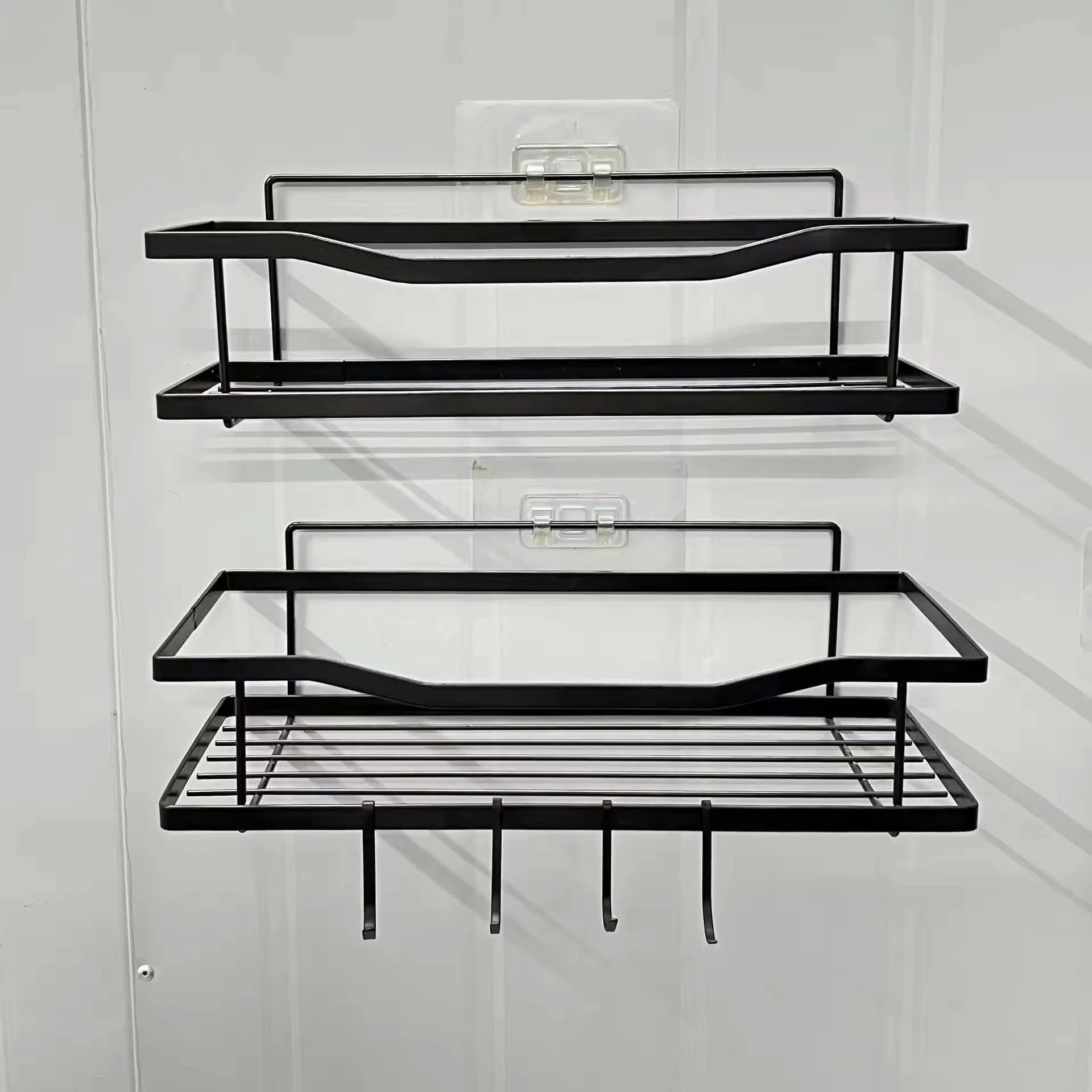 2 Piece Set Shower Caddy & Kitchen Shelf | Rustproof, Adhesive, No Drilling Required | Bathroom & Kitchen Organizer Bathroom Storage Wall-Mounted Caddies