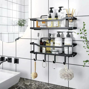 2 Piece Set Shower Caddy & Kitchen Shelf | Rustproof, Adhesive, No Drilling Required | Bathroom & Kitchen Organizer Bathroom Storage Wall-Mounted Caddies