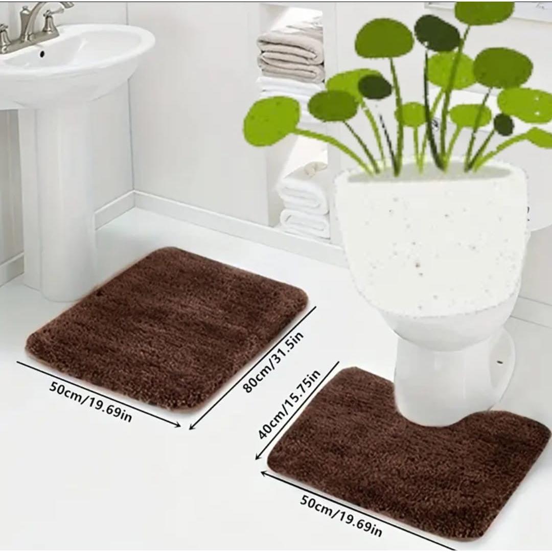 2-Piece Thick Microfibre Bathmat & Toilet Mat Set – Ultra Soft & Luxury Feel