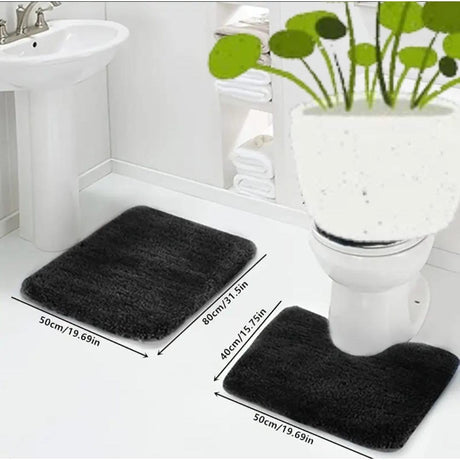 2-Piece Thick Microfibre Bathmat & Toilet Mat Set – Ultra Soft & Luxury Feel