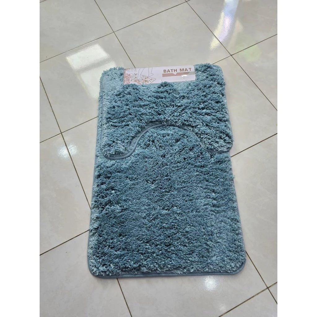 2-Piece Thick Microfibre Bathmat & Toilet Mat Set – Ultra Soft & Luxury Feel Bath Mats & Rugs