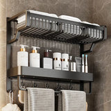 2 Tier Aluminum Bathroom Rack Organizer 45×37cm