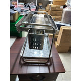 2-Tier Chrome Dish Rack 201SS Material with Drain Tray & Utensil Holder Organizer Dish Racks