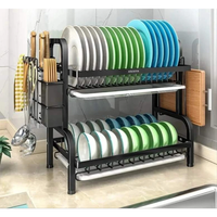 2 Tier Dish Rack with Cutlery Holder & Chopping Board Holder Kitchen Rack Kitchen Utensil Racks
