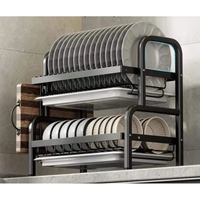 2 Tier Dish Rack with Cutlery Holder & Chopping Board Holder Kitchen Rack Kitchen Utensil Racks