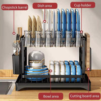 2-Tier Kitchen Dish Drying Rack with Drain Tray – Large Capacity Countertop Organizer with Utensil Holder Kitchen Racks Dish Racks