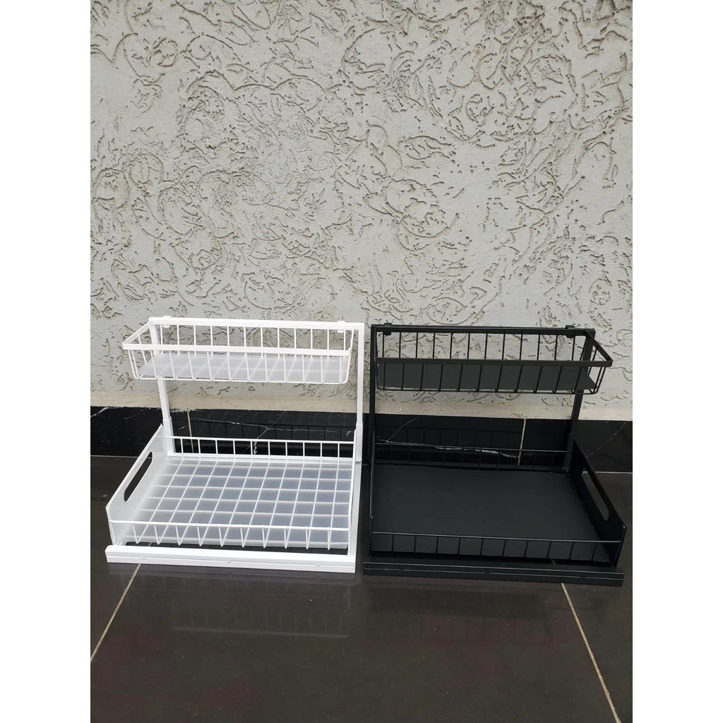 2 Tier Multipurpose Metal Organizer with Slide Rails Kitchen organizer