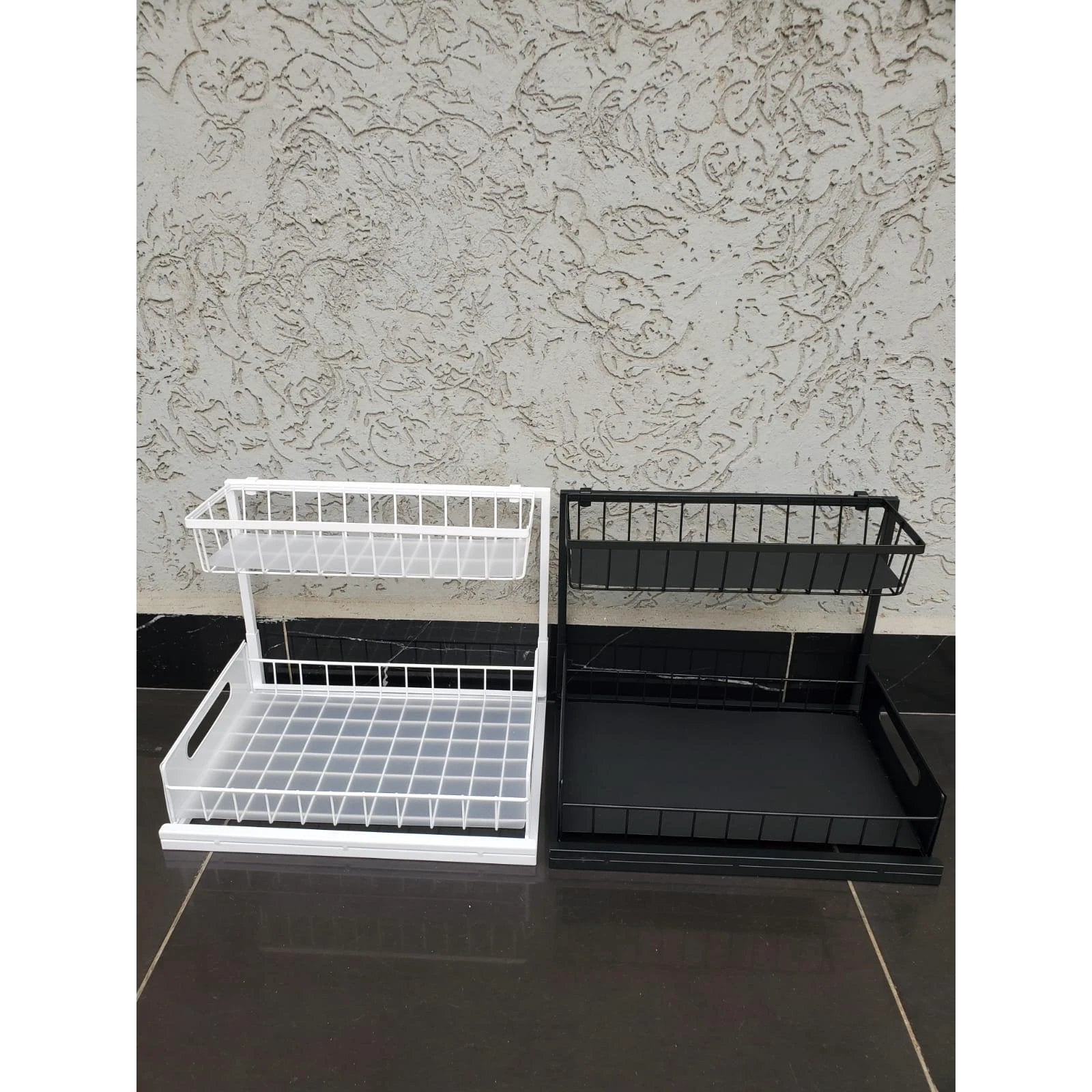2 Tier Multipurpose Metal Organizer with Slide Rails Kitchen organizer