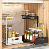 2 Tier Multipurpose Organizer with Slide Rails Metal Construction