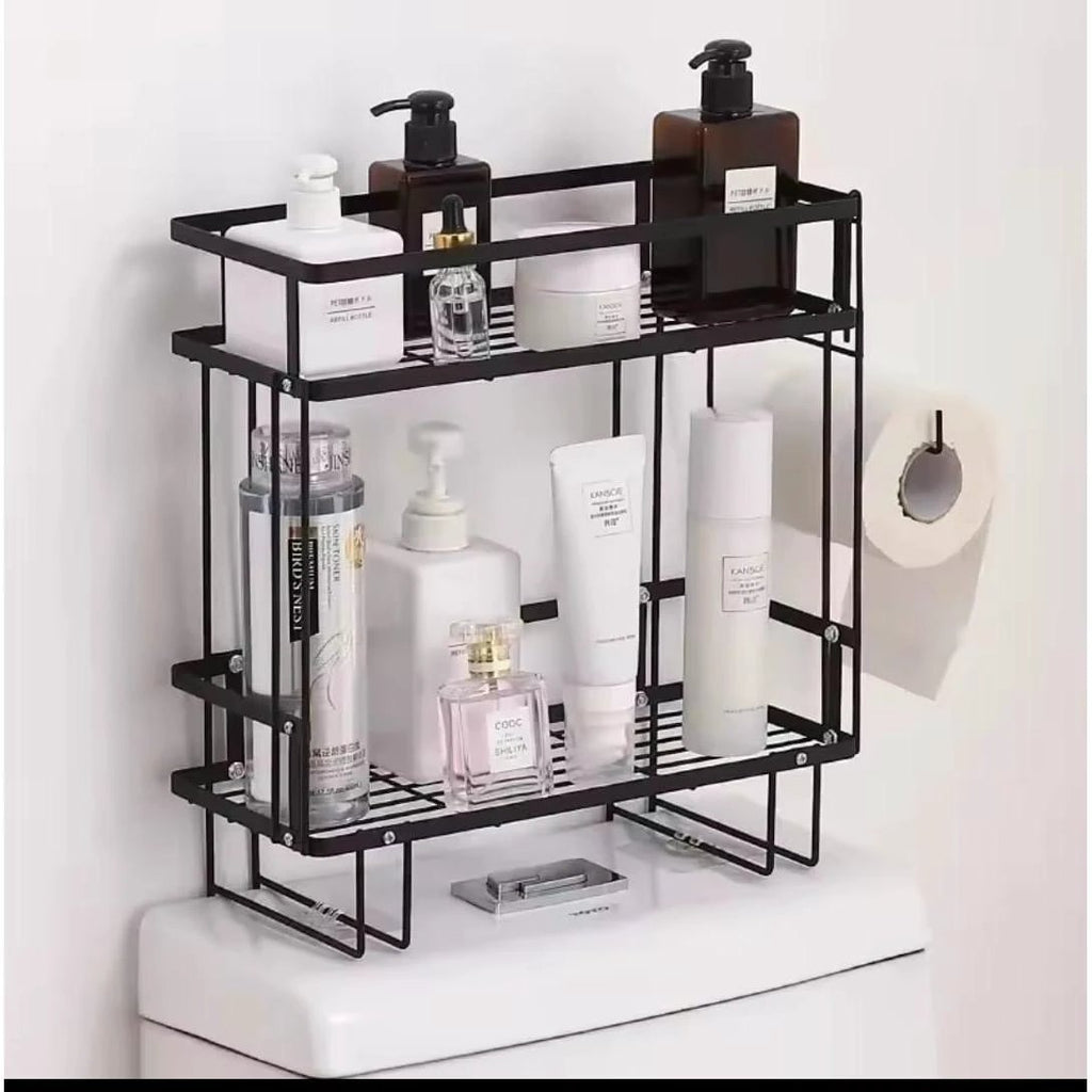 2 Tier Space-Saving Over the Toilet Storage Rack No-Drill Organizer Storage rack Over-the-Toilet Caddies