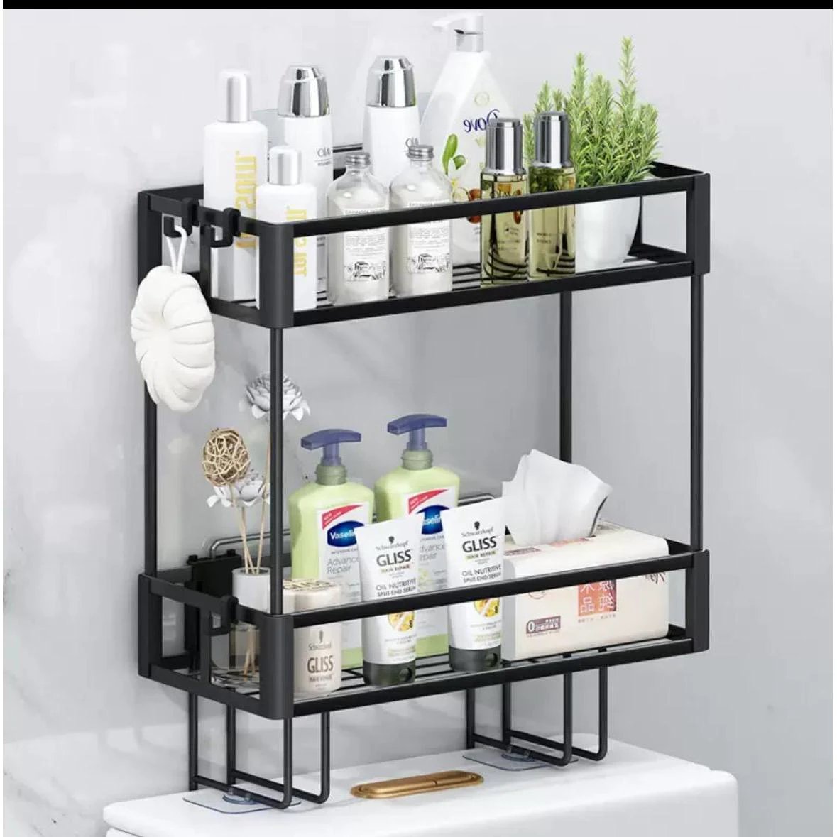 2 Tier Space-Saving Over the Toilet Storage Rack No-Drill Organizer Storage rack Over-the-Toilet Caddies