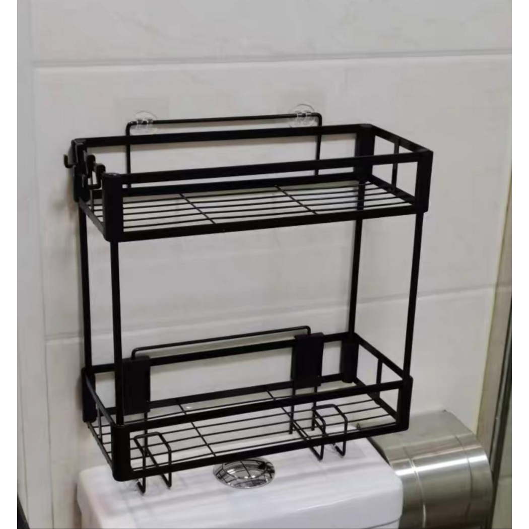 2 Tier Space-Saving Over the Toilet Storage Rack No-Drill Organizer