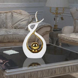 2 in 1 European Ceramic Decor Figurines White Silver Finish