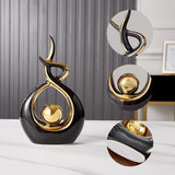 2 in 1 European Ceramic Decor Figurines White Silver Finish