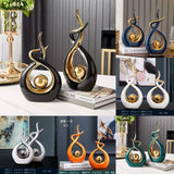2 in 1 European Ceramic Decor Figurines White Silver Finish