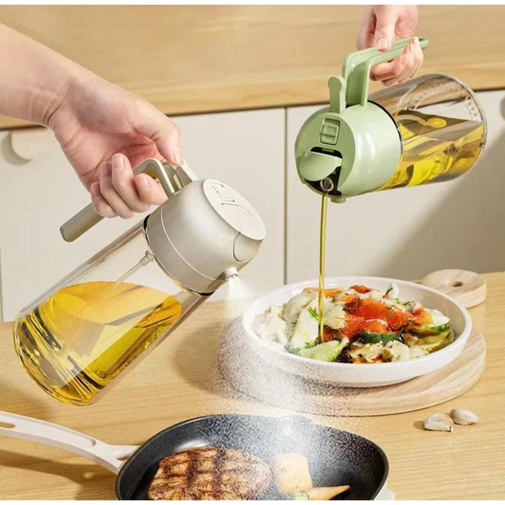 2-in-1 Oil Dispenser & Sprayer Jar – 600ml (White, Black, Green) Oil dispenser Oil Dispensers