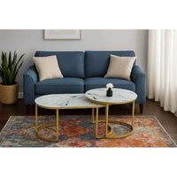 2 in 1 Round Glass and Oval Top Nesting Tables Modern Design Coffee Tables Coffee Tables