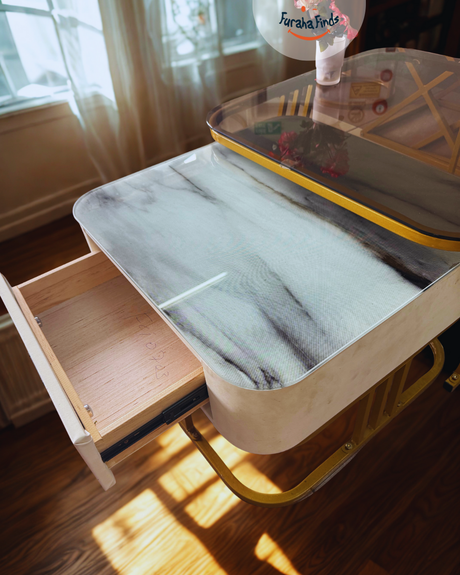 2-in-1 Square Nesting Coffee Table Set – Rounded Edges, Tempered Glass Top, Gold Frame