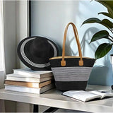 2 in 1 Summer Bag Hat Combo for Women Woven Beach Tote & Wide Brim Hat