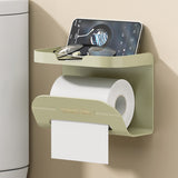 2 in 1 Tissue Holder with Shelf Nail-Free Installation in Cream or Green