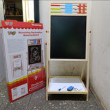 2 in 1 Wooden Blackboard and Whiteboard for Kids Learning and Drawing