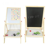 2 in 1 Wooden Blackboard and Whiteboard for Kids Learning and Drawing