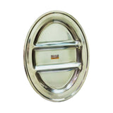 20 Piece 36cm Oval Stainless Steel Pav Bhaji Plates Set | 3 Compartment Partition Plates | Durable & Stackable